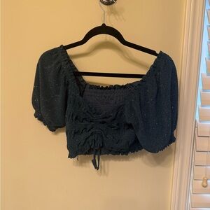 Urban Outfitters Sparkly Navy Blouse